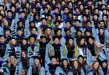 Hundreds of Columbia Law students in their graduation regalia