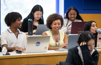 Orientation 2025 students at laptops