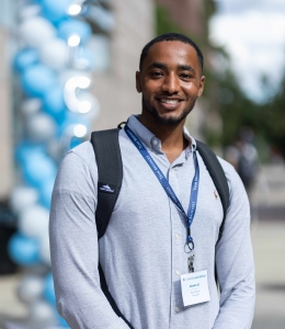 Ahmed Ali smiling at Orientation