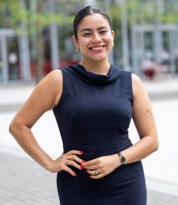 Katherine Almenarez Zuniga in sleveless dark dress