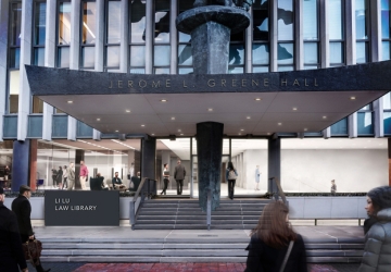 Li Lu Law Library Frontal Exterior at Night